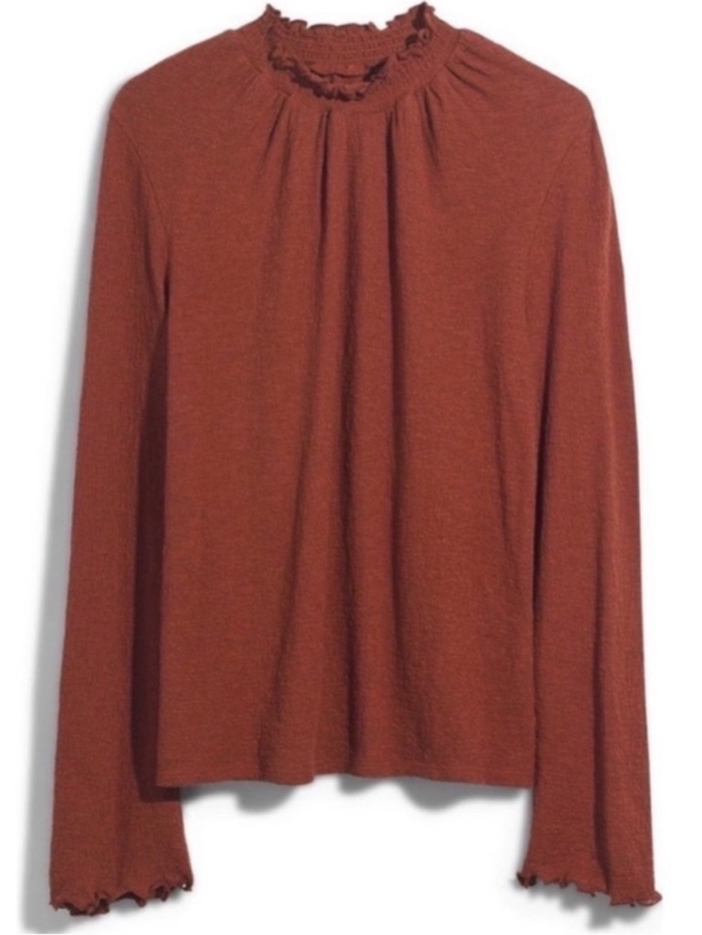 Madewell Texture & Thread Ruffled Mock Neck Top Size L